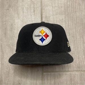 New Era Black Steelers logo hat